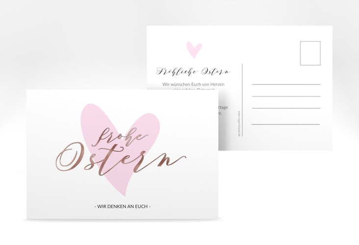 Osterkarte Osterherz A6 Postkarte rosegold
