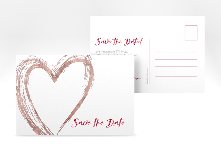 Save the Date-Postkarte Liebe A6 Postkarte rosegold