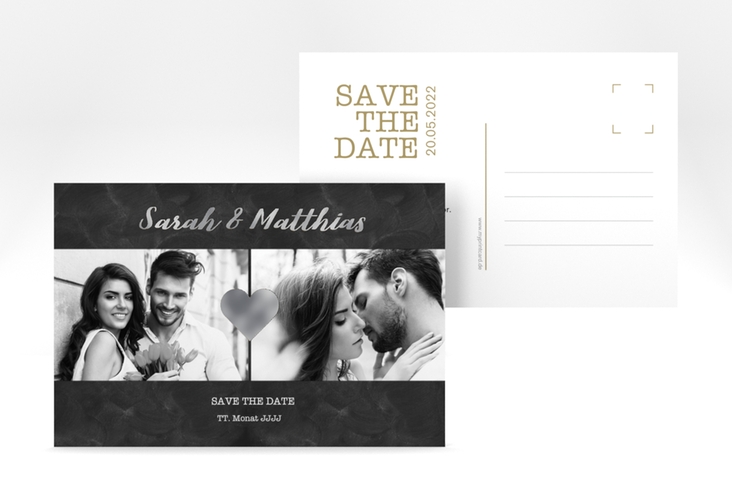 Save the Date-Postkarte Sparkly A6 Postkarte silber