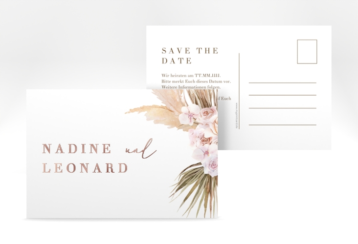 Save the Date-Postkarte Nude A6 Postkarte rosegold