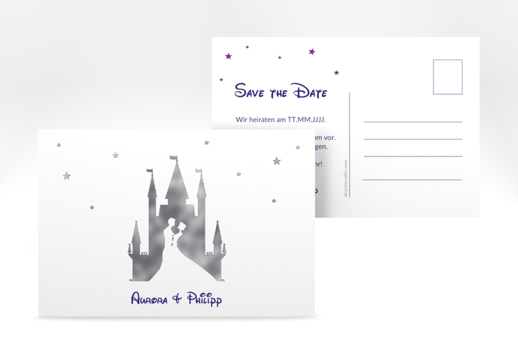 Save the Date-Postkarte Castle A6 Postkarte silber