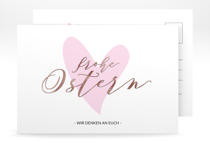 Osterkarte Osterherz A6 Postkarte rosegold