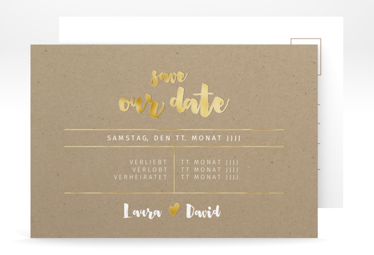 Save the Date-Postkarte Letterbox A6 Postkarte gold