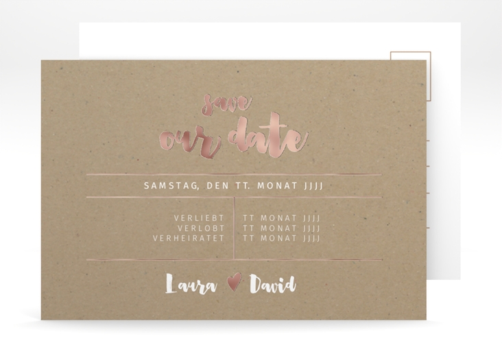 Save the Date-Postkarte Letterbox A6 Postkarte rosegold