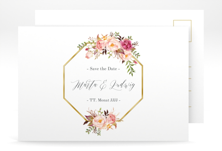 Save the Date-Postkarte Prachtvoll A6 Postkarte gold