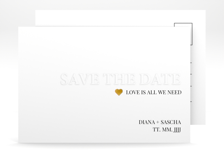 Save the Date-Postkarte Embossing A6 Postkarte gold