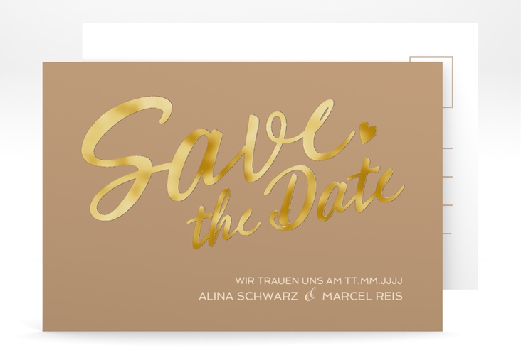 Save the Date-Postkarte Glam A6 Postkarte gold