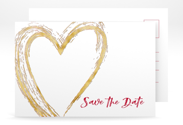 Save the Date-Postkarte Liebe A6 Postkarte gold