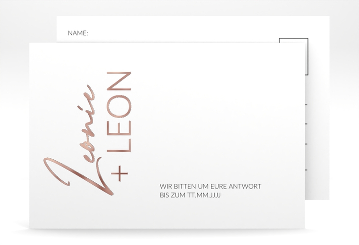 Antwortkarte Hochzeit Your Name A6 Postkarte rosegold