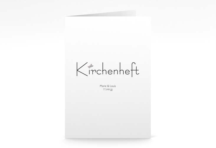 Kirchenheft Hochzeit Twohearts A5 Klappkarte hoch silber