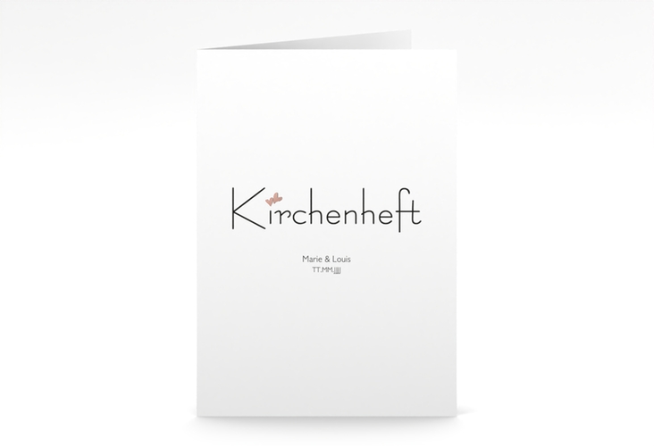 Kirchenheft Hochzeit Twohearts A5 Klappkarte hoch rosegold