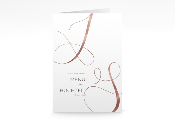 Menükarte Hochzeit Eheschließung A5 Klappkarte hoch rosegold