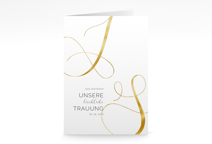 Kirchenheft Hochzeit Eheschließung A5 Klappkarte hoch gold