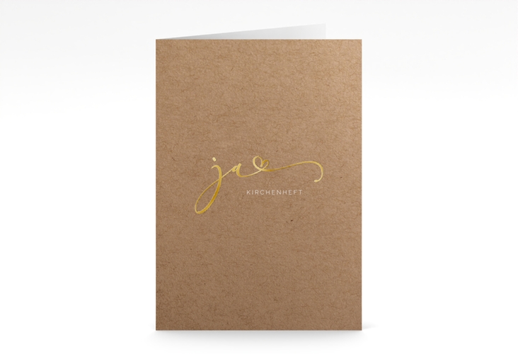 Kirchenheft Hochzeit Jawort A5 Klappkarte hoch gold modern minimalistisch mit veredelter Aufschrift