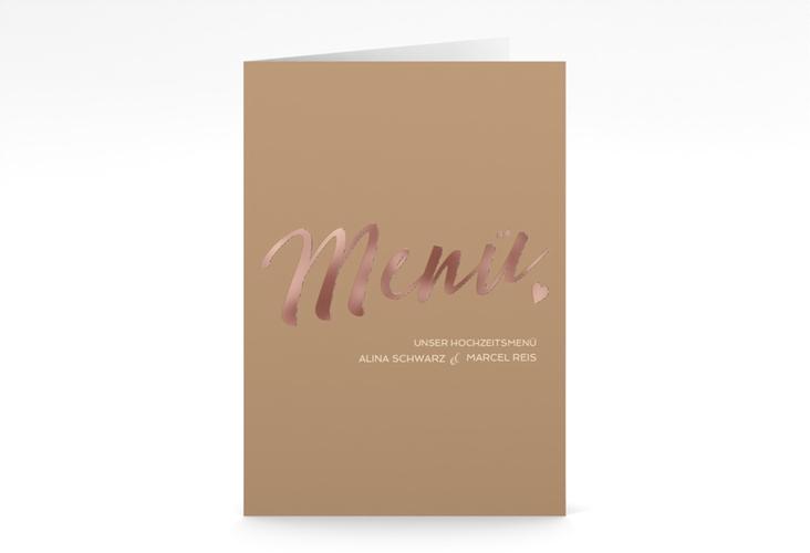 Menükarte Hochzeit Glam A5 Klappkarte hoch rosegold