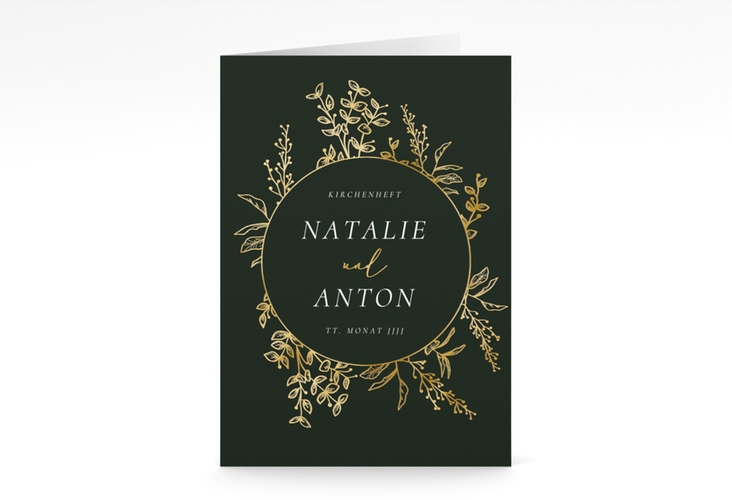 Kirchenheft Hochzeit Herbs A5 Klappkarte hoch gold