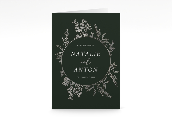 Kirchenheft Hochzeit Herbs A5 Klappkarte hoch silber