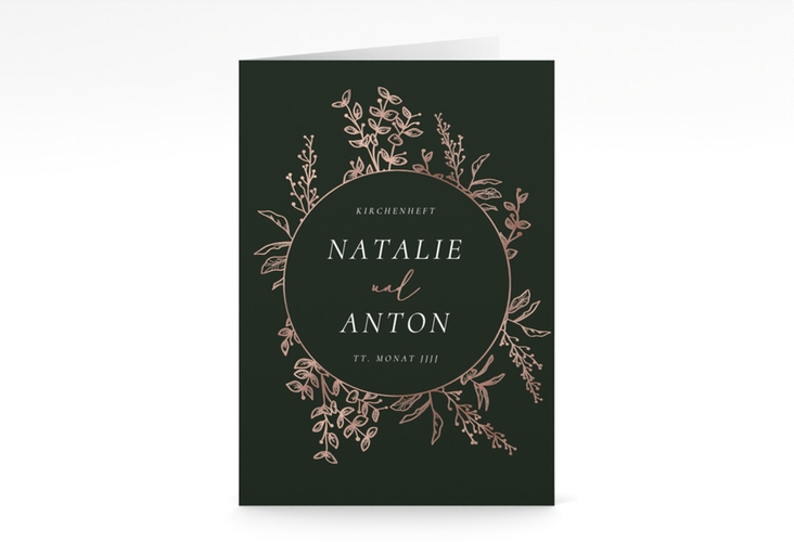 Kirchenheft Hochzeit Herbs A5 Klappkarte hoch rosegold