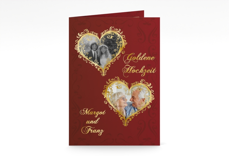 Menükarte Hochzeit Goldene Hochzeit A5 Klappkarte hoch gold