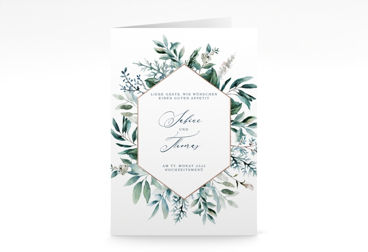Menükarte Hochzeit Lumiere A5 Klappkarte hoch rosegold
