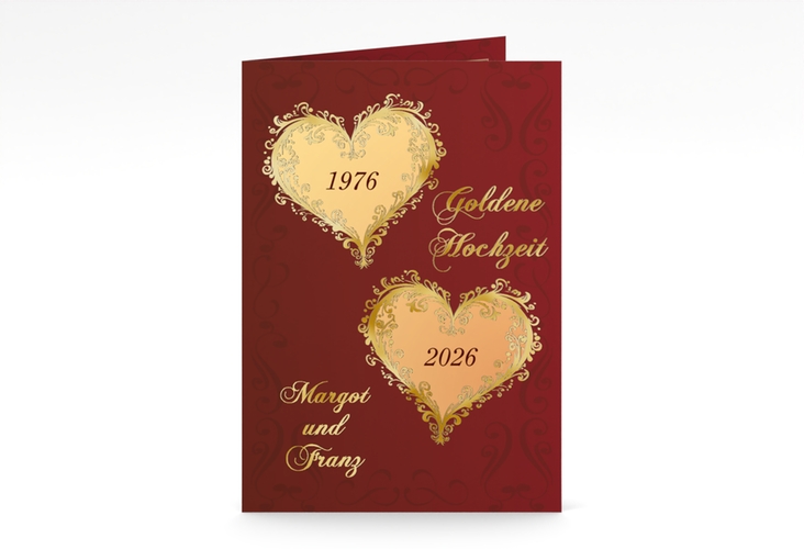 Menükarte Hochzeit Goldene Hochzeit A5 Klappkarte hoch gold