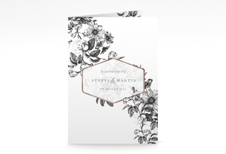 Kirchenheft Hochzeit Magnificent A5 Klappkarte hoch rosegold