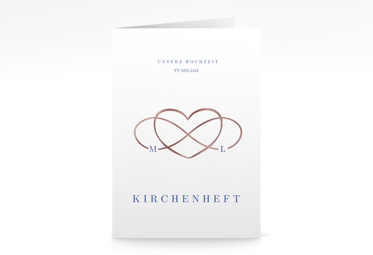 Kirchenheft Hochzeit Infinity A5 Klappkarte hoch rosegold