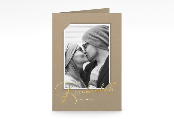 Kirchenheft Hochzeit Crafty A5 Klappkarte hoch gold