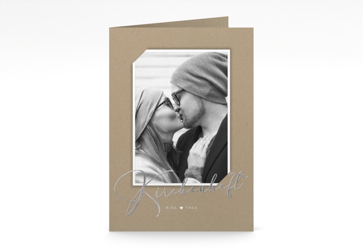 Kirchenheft Hochzeit Crafty A5 Klappkarte hoch silber