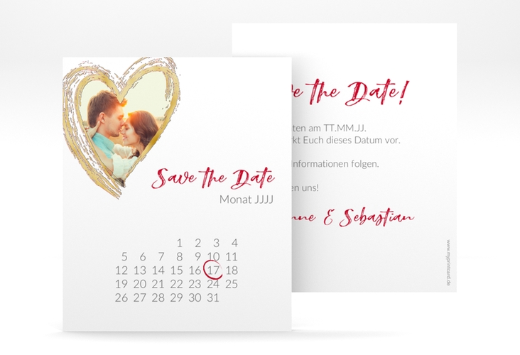 Save the Date-Kalenderblatt Liebe Kalenderblatt-Karte gold