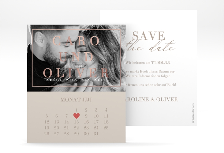 Save the Date-Kalenderblatt Moment Kalenderblatt-Karte rosegold
