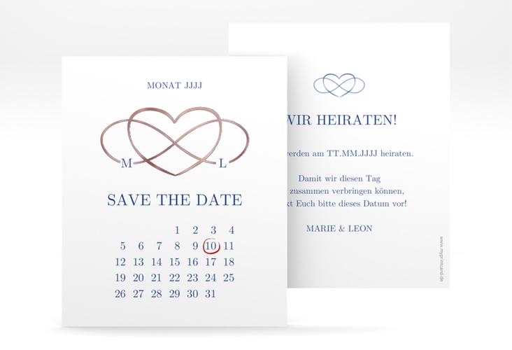 Save the Date-Kalenderblatt Infinity Kalenderblatt-Karte rosegold