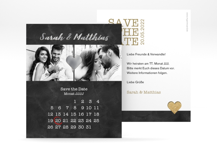 Save the Date-Kalenderblatt Sparkly Kalenderblatt-Karte silber