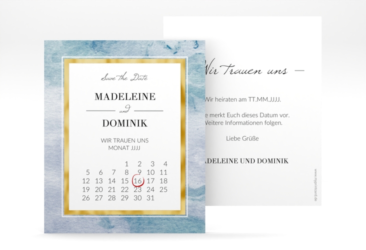 Save the Date-Kalenderblatt Marble Kalenderblatt-Karte gold