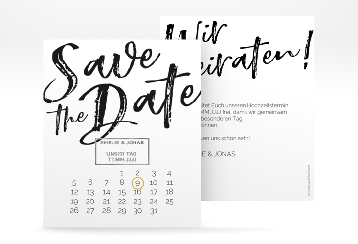 Save the Date-Kalenderblatt Words Kalenderblatt-Karte silber