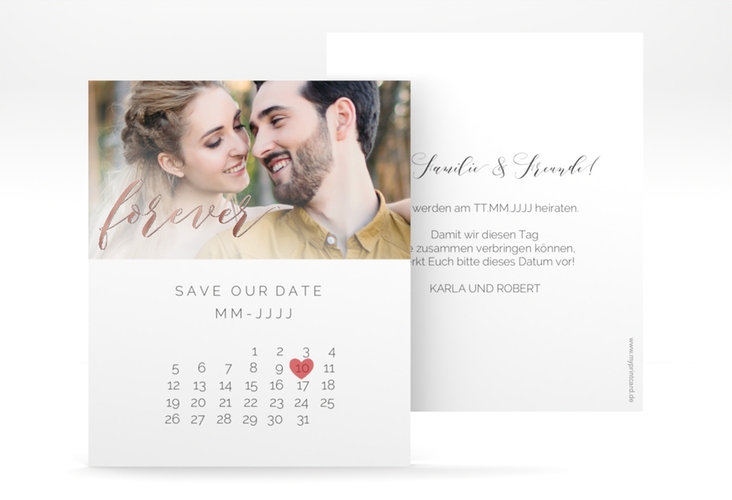 Save the Date-Kalenderblatt Promise Kalenderblatt-Karte rosegold