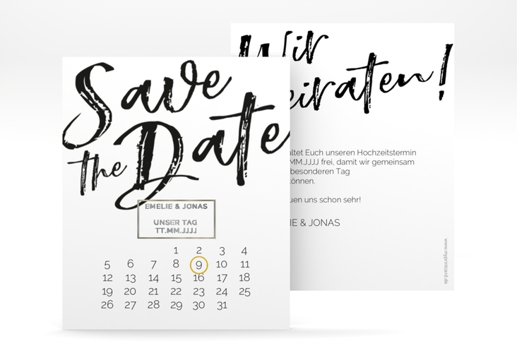 Save the Date-Kalenderblatt Words Kalenderblatt-Karte silber