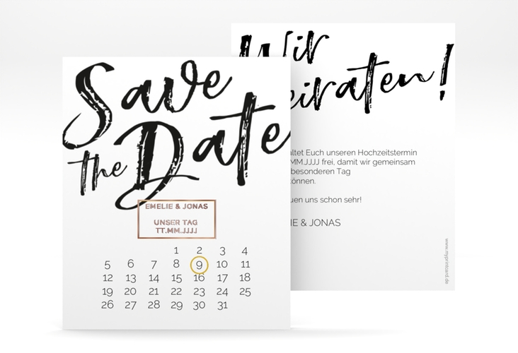 Save the Date-Kalenderblatt Words Kalenderblatt-Karte rosegold