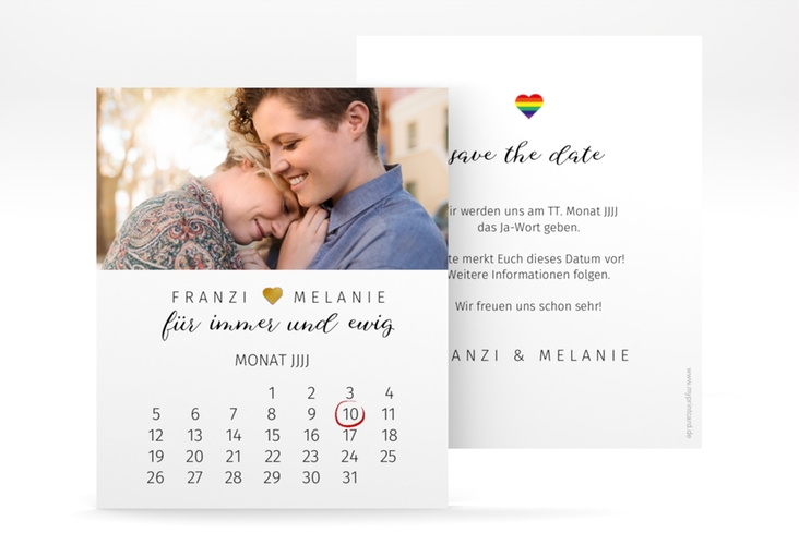 Save the Date-Kalenderblatt Loveful Kalenderblatt-Karte gold
