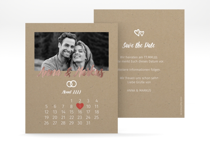 Save the Date-Kalenderblatt Icons Kalenderblatt-Karte rosegold