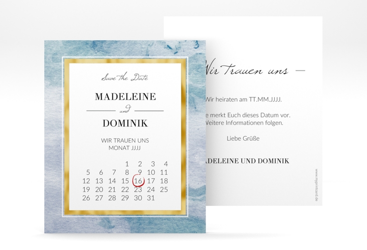 Save the Date-Kalenderblatt Marble Kalenderblatt-Karte gold