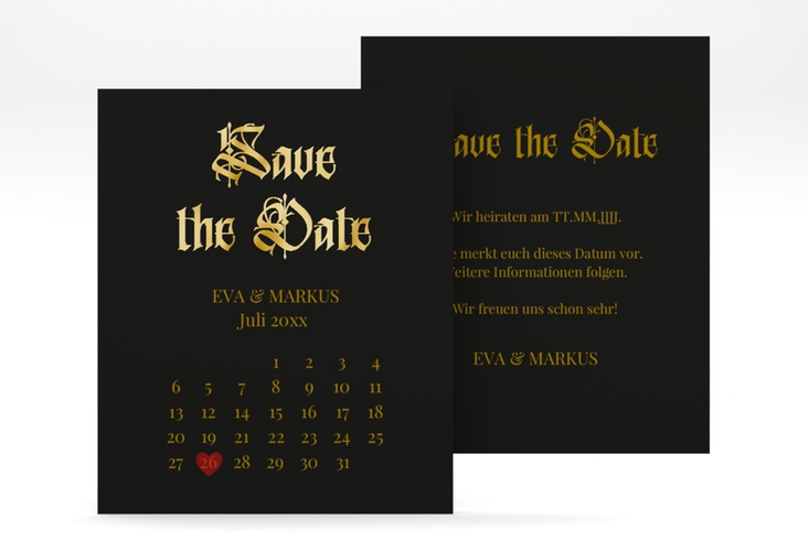 Save the Date-Kalenderblatt Wednesday Kalenderblatt-Karte gold