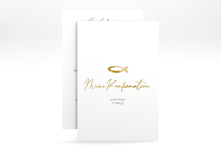 Konfirmationseinladung Schlichtheit A6 Karte hoch gold