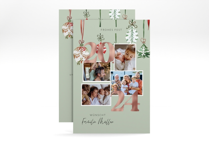 Weihnachtskarte Fröhlichkeit A6 Karte hoch rosegold
