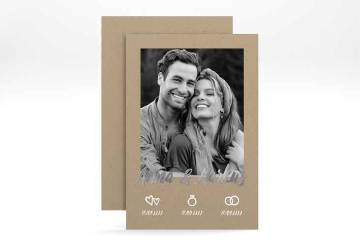 Save the Date-Karte Icons A6 Karte hoch silber