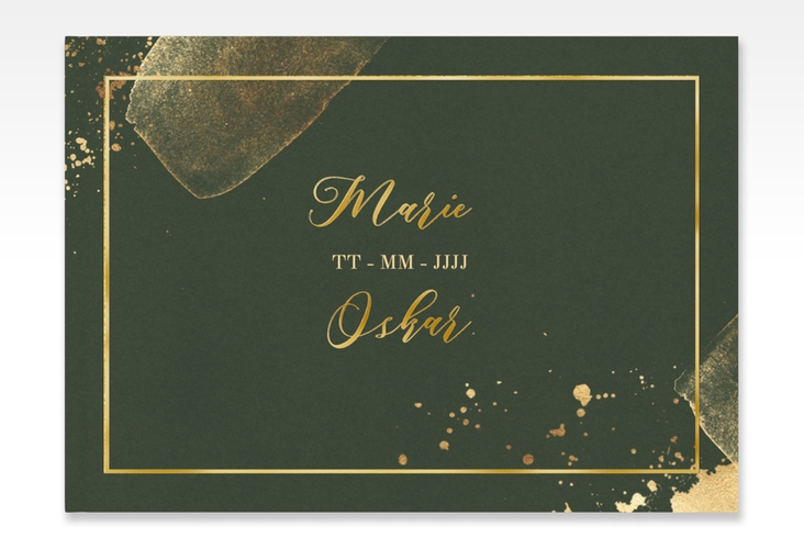 Gästebuch A4 quer Emerald A4 quer, Hardcover gold