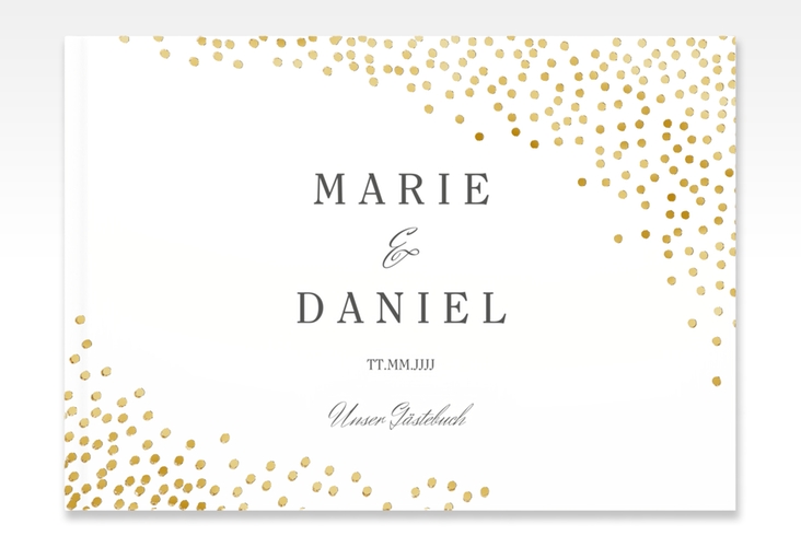 Gästebuch A4 quer Glitter A4 quer, Hardcover gold
