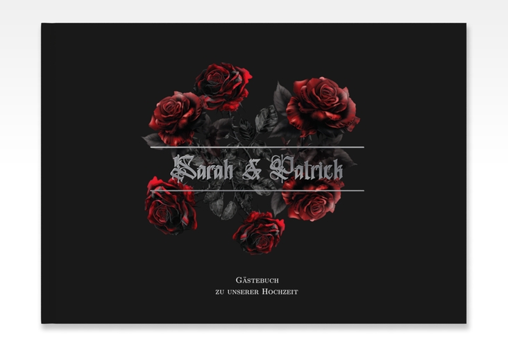 Gästebuch A4 quer Gothic Rose A4 quer, Hardcover silber