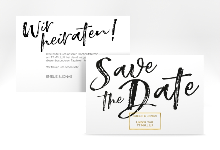 Save the Date-Karte Words A6 Karte quer gold