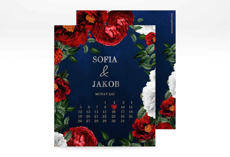 Save the Date-Kalenderblatt Florista Kalenderblatt-Karte silber